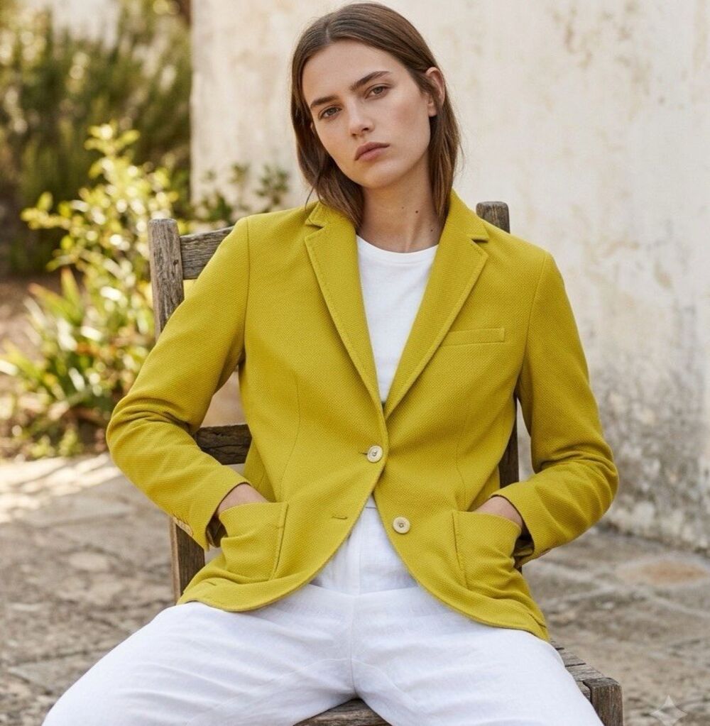 Circolo 1901 Womens Pique Cotton Jersey 2 Button Blazer Jacket Large /IT 46